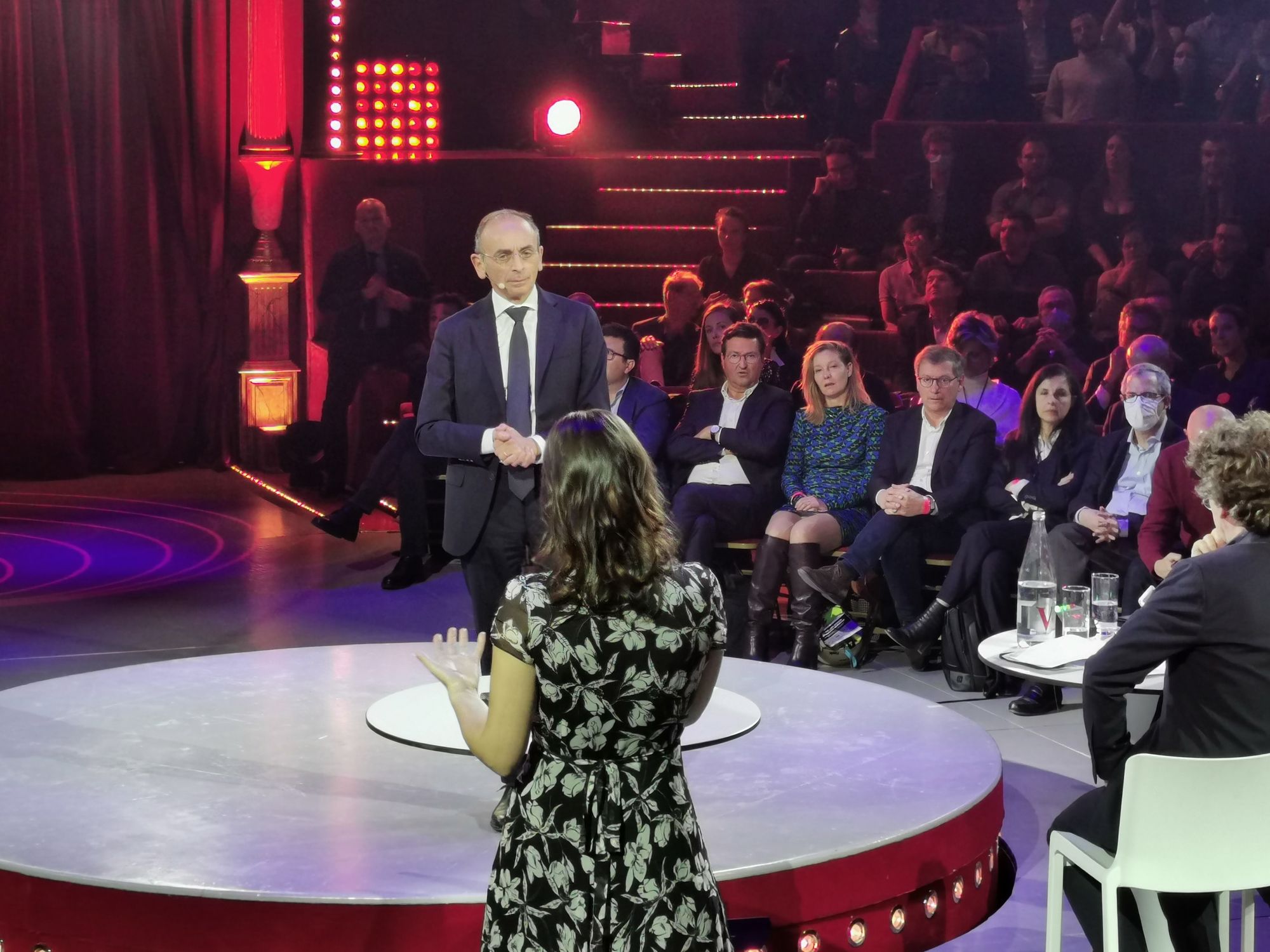 Presidential candidate Eric Zemmour responds to a question from France Digital's Carole Juge-Llewellyn.