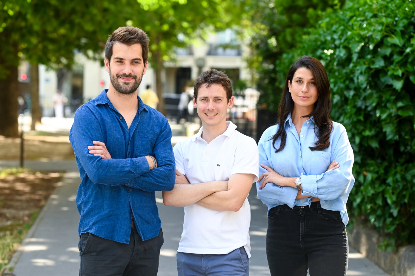 Flowie co-founders Yann Ravel-Sibillot (former CTO at Big Mamma and previously worked at Sunday), Rémi Legorrec, and Aurélie Hadida.