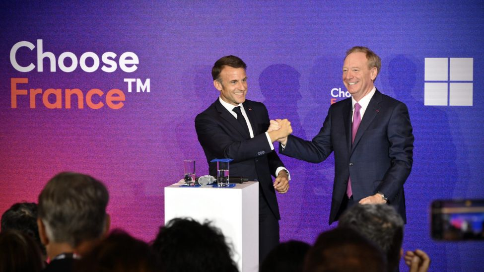 President Macron and Microsoft president Brad Smith